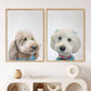 Custom Dog Portrait From Photo - 12x16 Framed White - 2 dogs