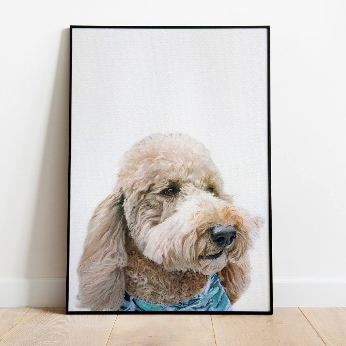Custom Dog Portrait From Photo - 12x16 Framed White - 2 dogs