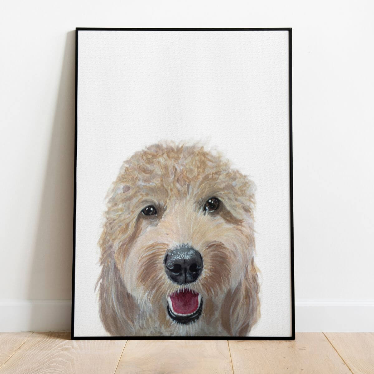 Custom Dog Portrait From Photo - 12x16 Framed White - 2 dogs