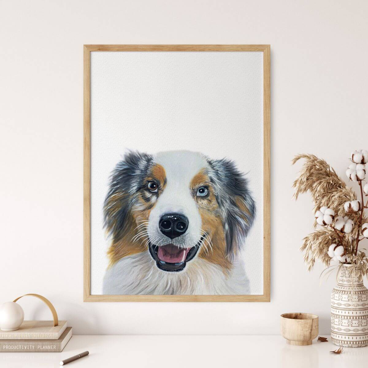 Custom Dog Portrait From Photo - 12x16 Framed White - 2 dogs