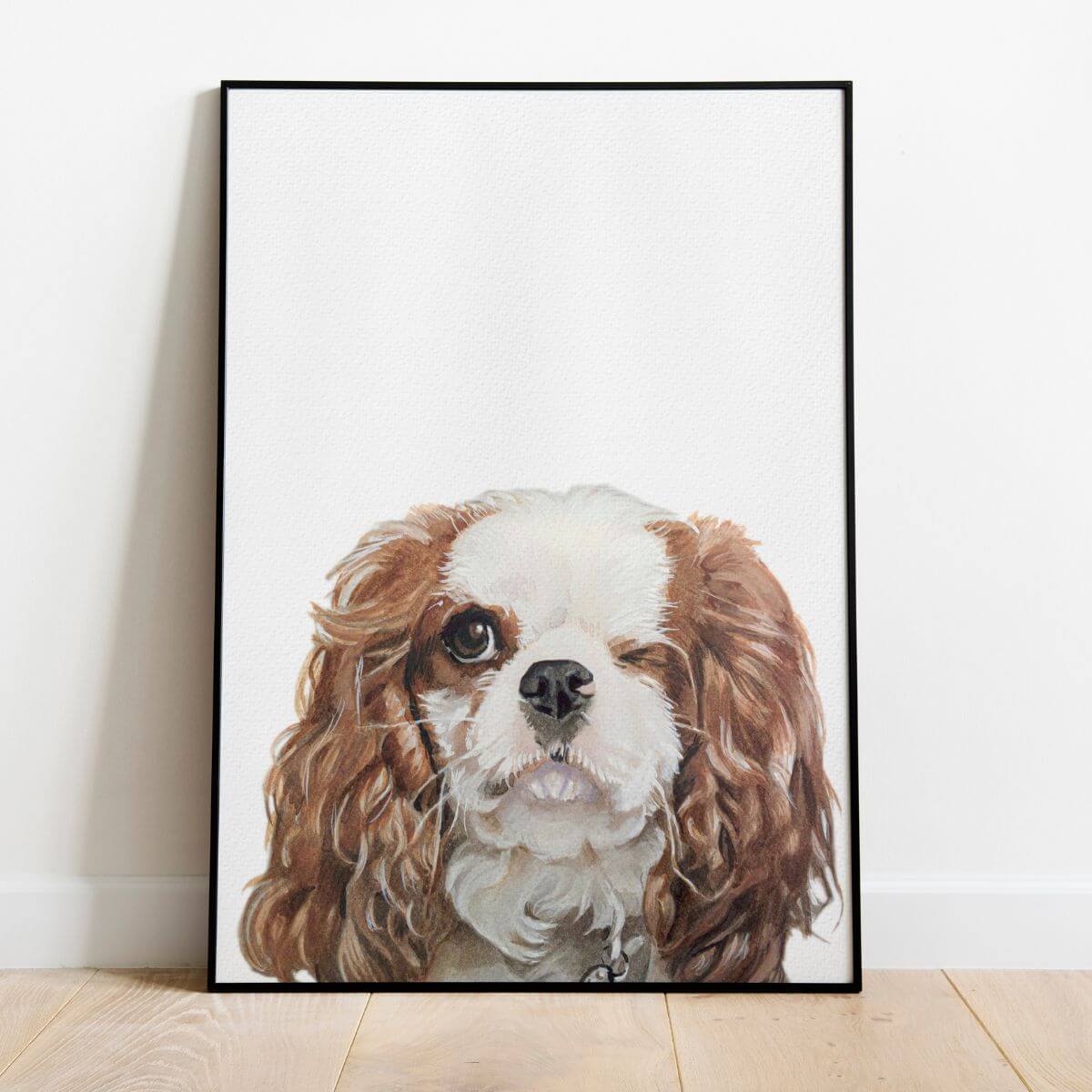 Custom Dog Portrait From Photo - 12x16 Framed White - 2 dogs